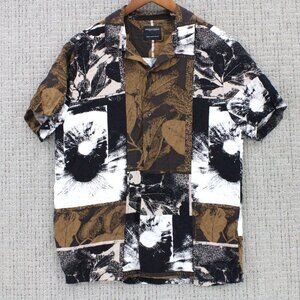 Denim Flower Rick Singh Shirt Mens Medium M Multicolor Floral Print Collared